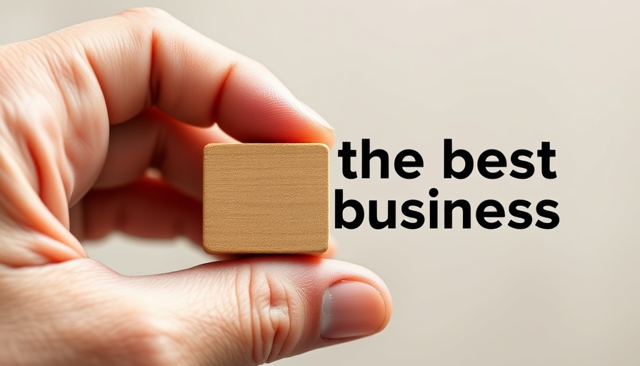 Close-up of a hand holding a block with business quality message.
