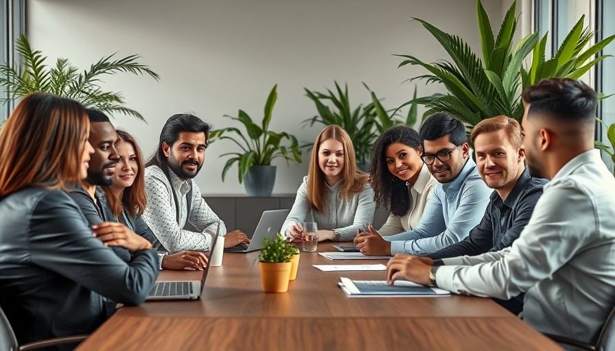 Diverse team discussing strategy in modern office, business needs to evolve.