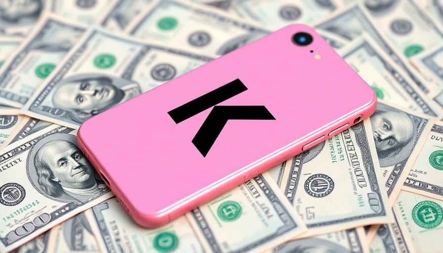 Klarna Banking Expansion: Pink smartphone with 'K' logo on dollar bills