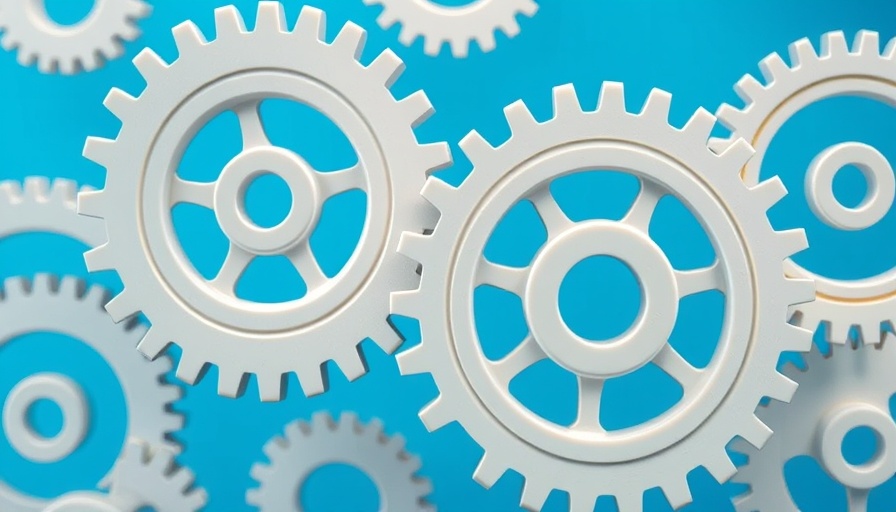 White gears showcasing automation on a blue background