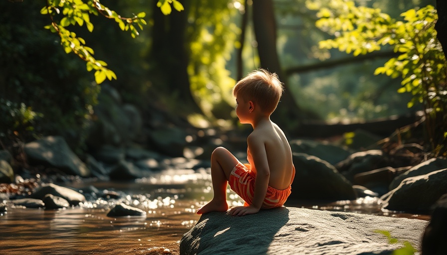 Child enjoying outdoor adventures in Greensboro by a creek.