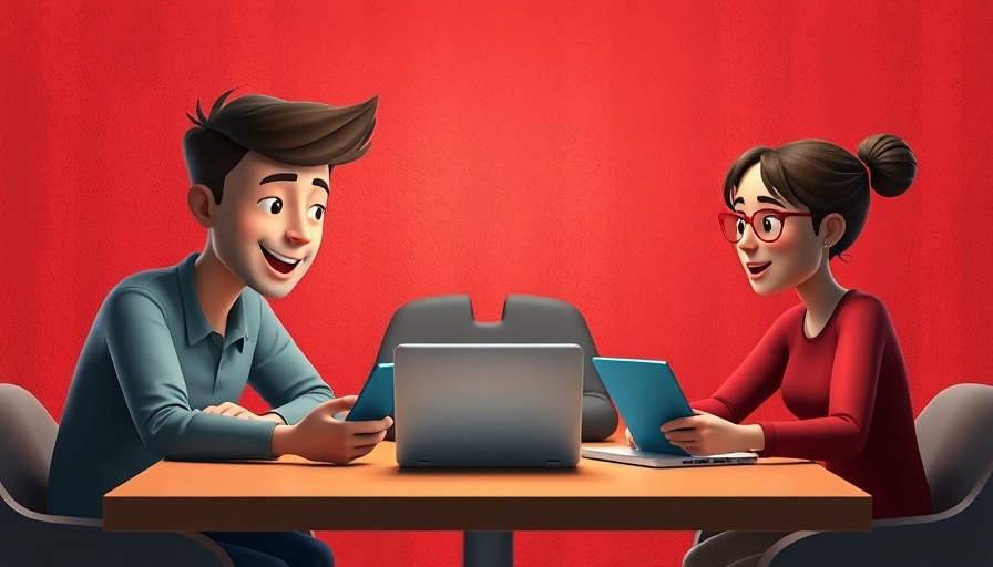 Group discussing employee benefits in Chile, vibrant cartoon style.