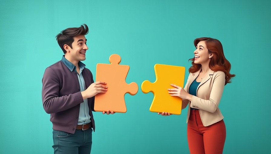 Smiling colleagues with puzzle pieces symbolizing employee engagement rituals.