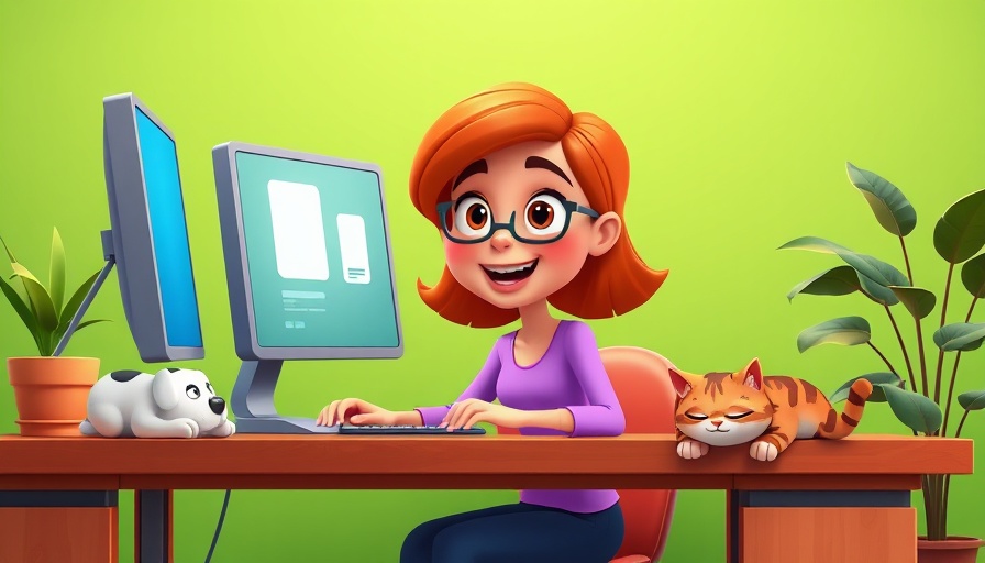 Cartoon woman using personal development tools for business growth