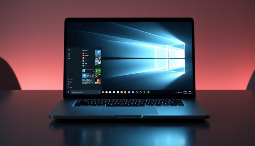 Windows 11 Pro promotional laptop display with glowing screen.