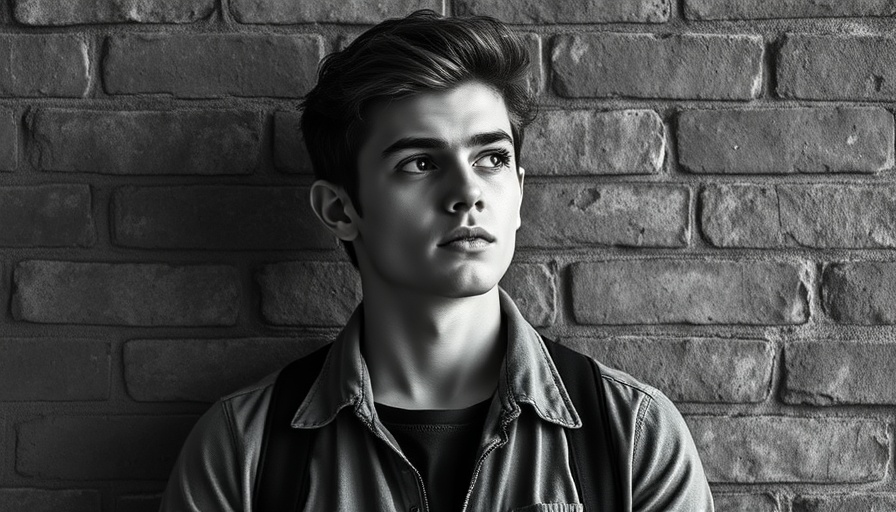 Pensive man considering small business ideas against brick wall.