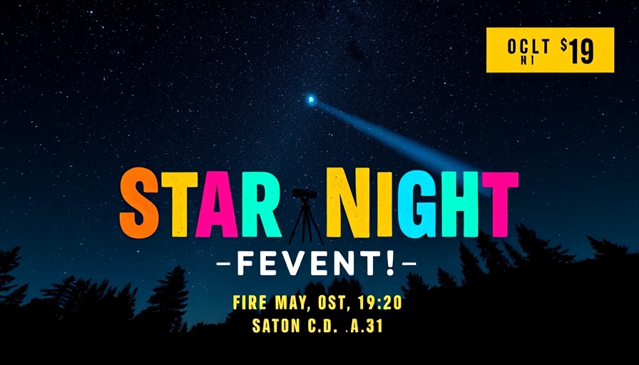 Second Saturday Under the Stars event poster with starry theme.