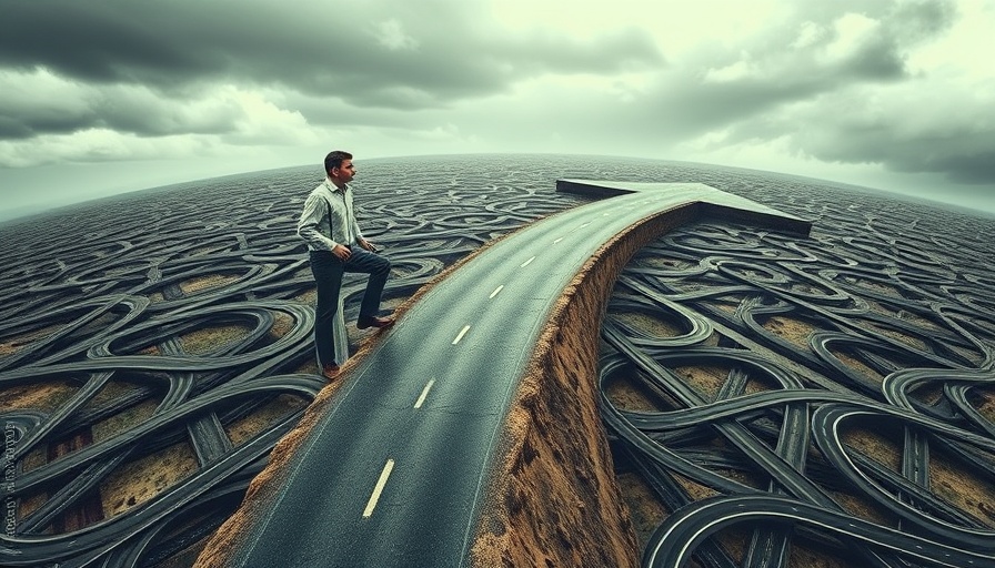 Man climbing a conceptual arrow road in a maze, AI in Fraud Detection.
