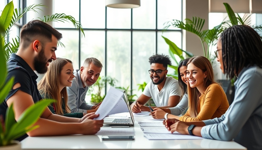 Diverse team collaborating in a modern office, leading a multigenerational workforce.