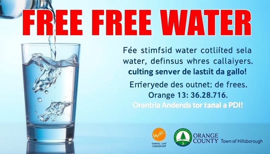 Flyer for free bottled water distribution in Hillsborough.