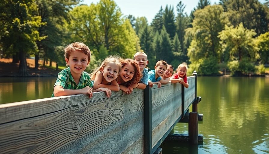 Children exploring on a bridge at Crowder County Park.