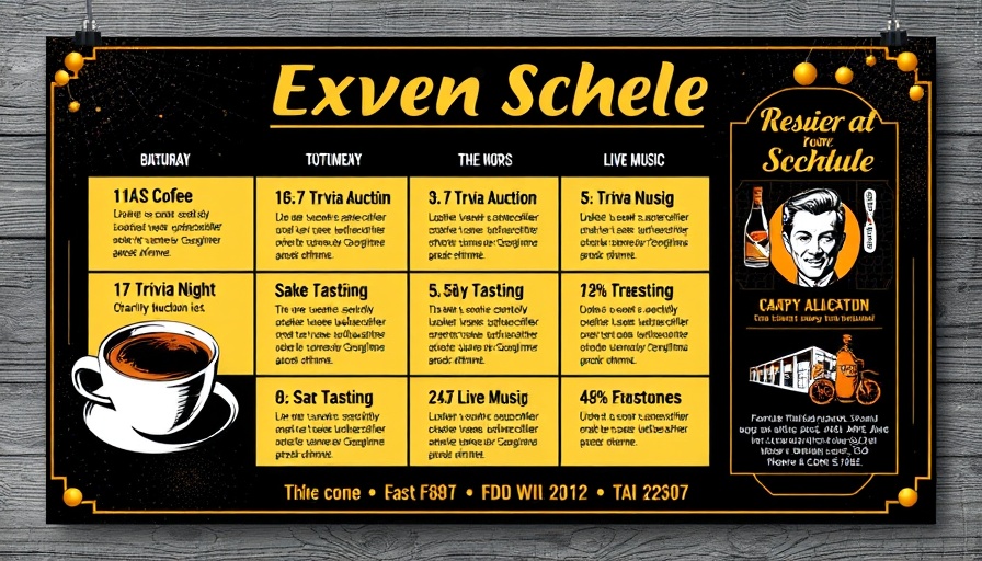 Grand opening schedule flyer for local events in Cary, NC.