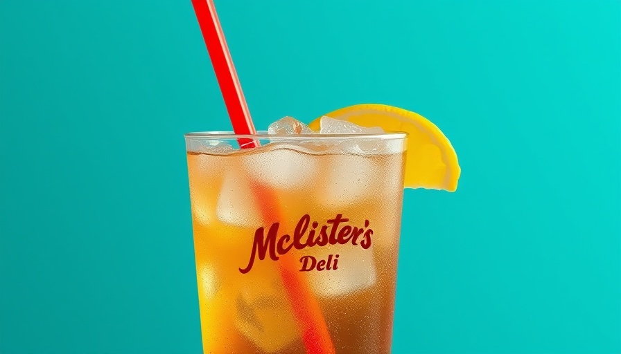 Refreshing iced tea at McAlister's Deli for Free Tea Day with lemon and straw.