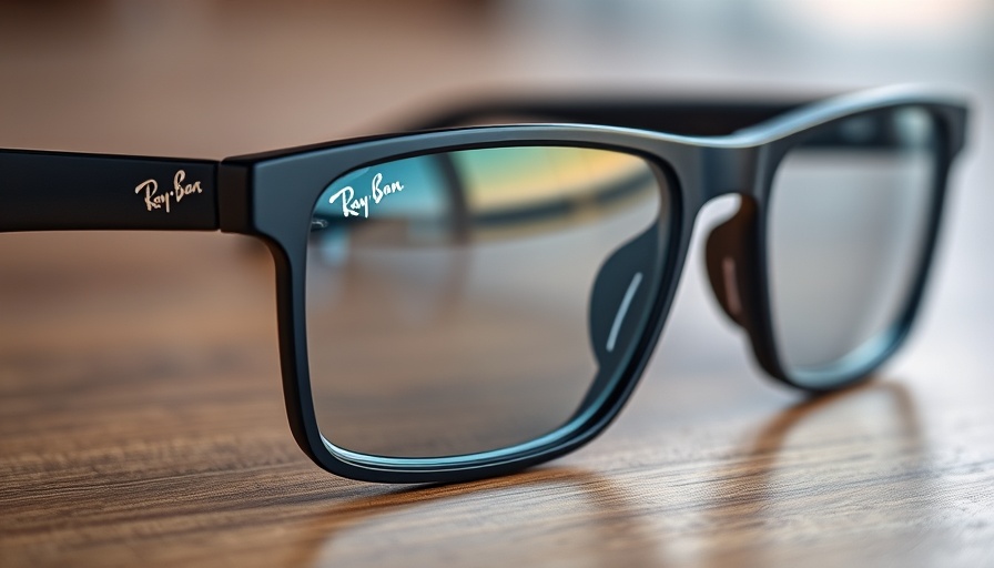 Close-up of Ray-Ban smart glasses highlighting camera feature.