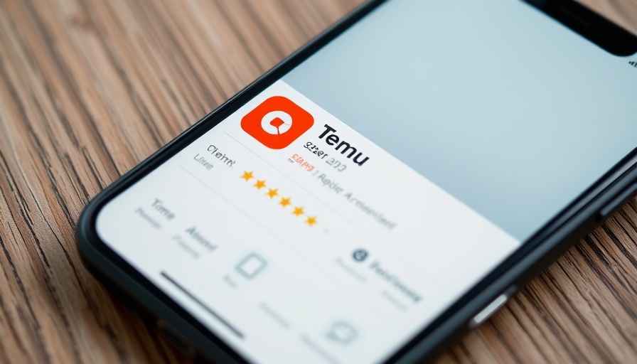 Temu app display on phone screen showcasing U.S. retailers' advantages.