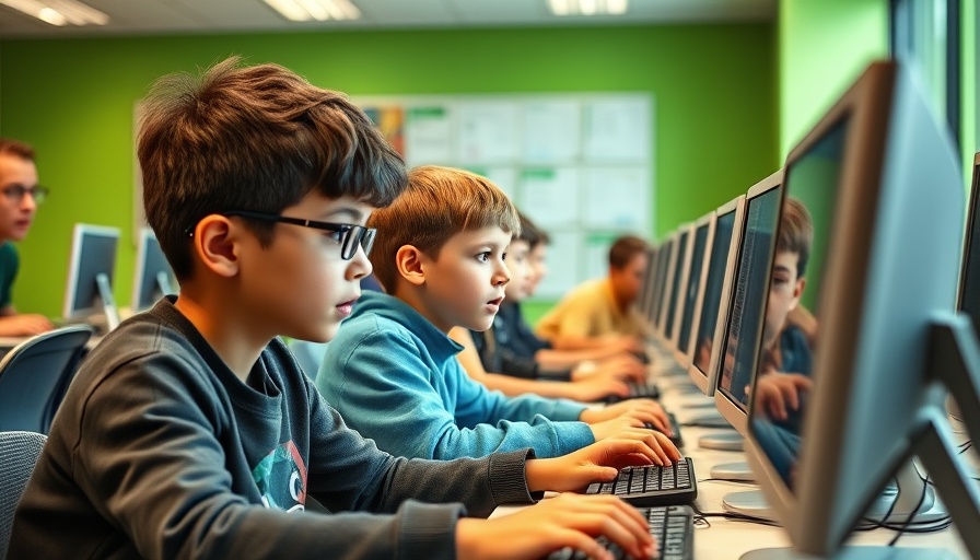 Children coding at Code Ninjas franchise, classroom setting.