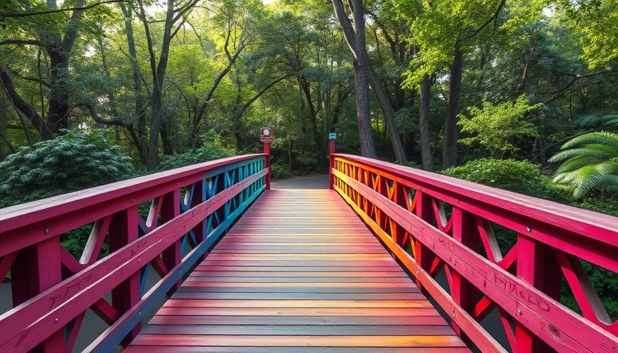 Rainbow Bridge Apex surrounded by forest under soft daylight.