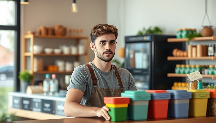 New business owner managing eco-friendly store counter.