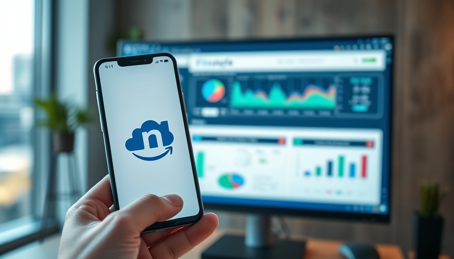 Smartphone with logo over finance dashboard for AI agents for financial controllers.