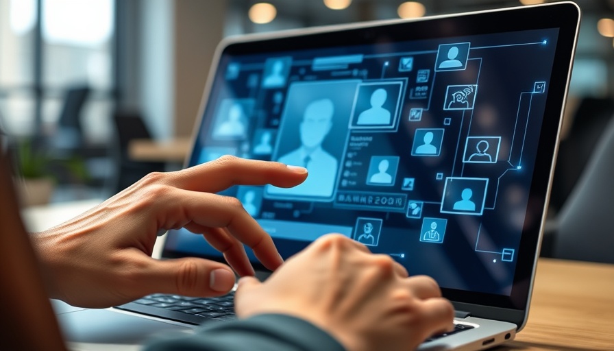 Hands interacting with a holographic chat interface on a laptop, representing agentic commerce AI platform.