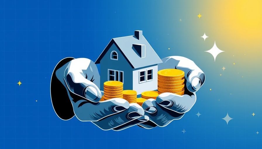 Conceptual illustration of buying a second home first, featuring a house and coins.