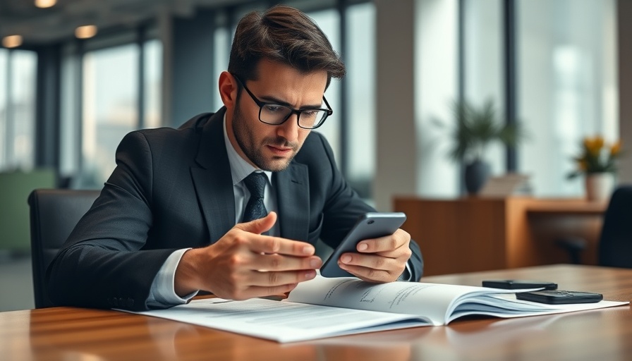 Chief Forecasting Officer working with charts and smartphone.