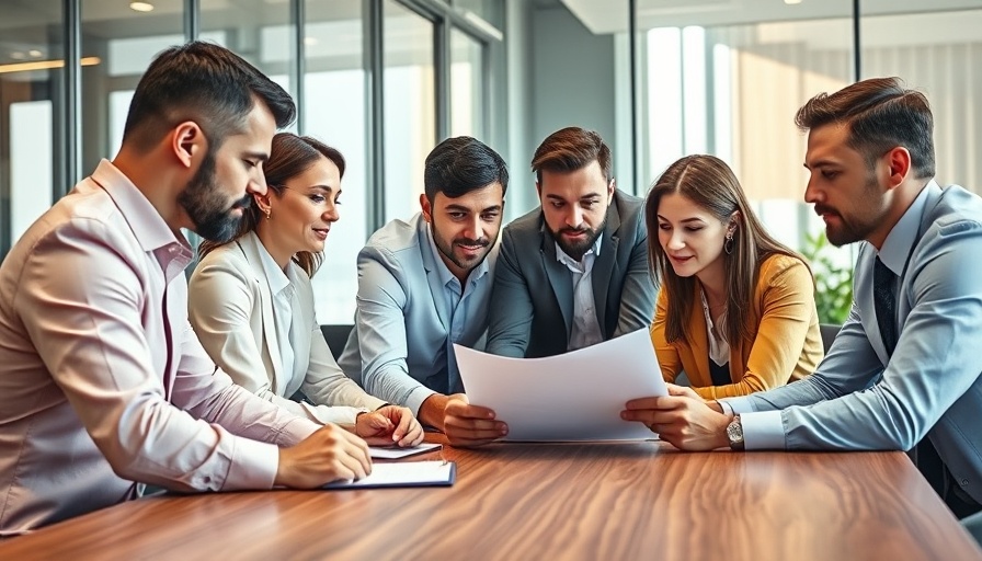 Business team discussing meaningful and actionable metrics at a conference table.