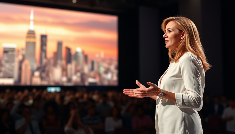Dynamic presentation on B2B marketing strategies at conference stage.
