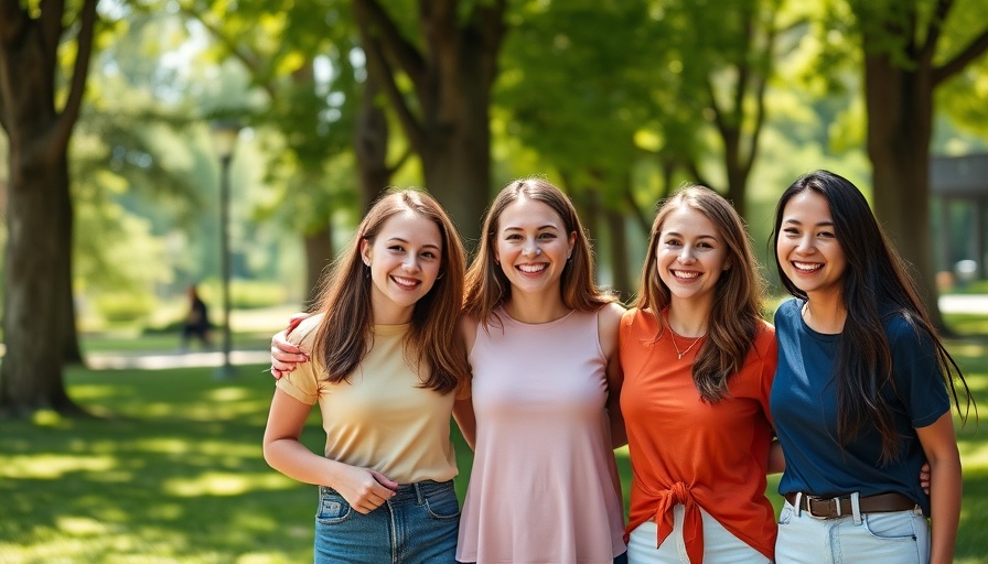 Four smiling young women in a park, symbolizing attracting and retaining Gen Z employees.