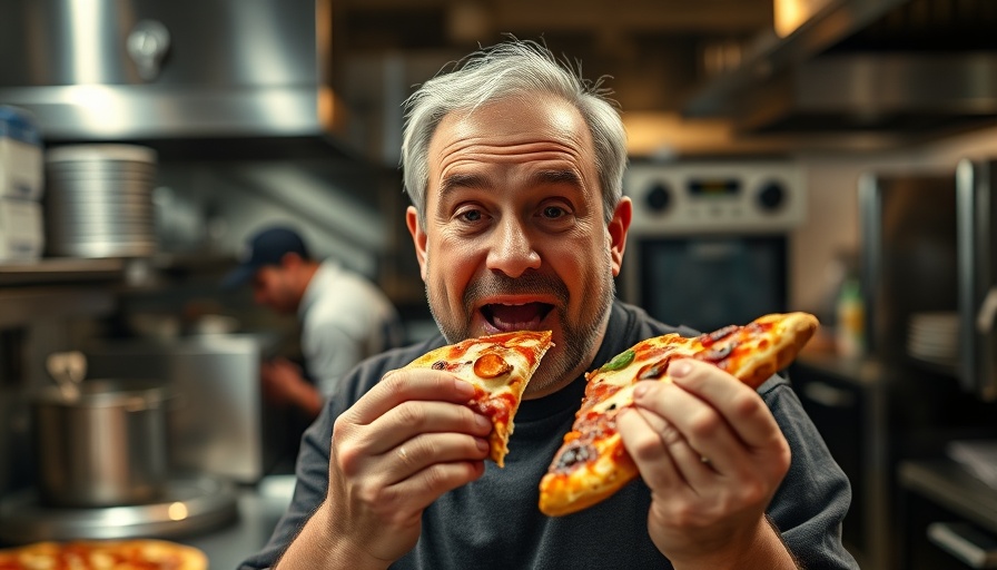 Man enjoying hemp-infused pizza in Charlotte restaurant.