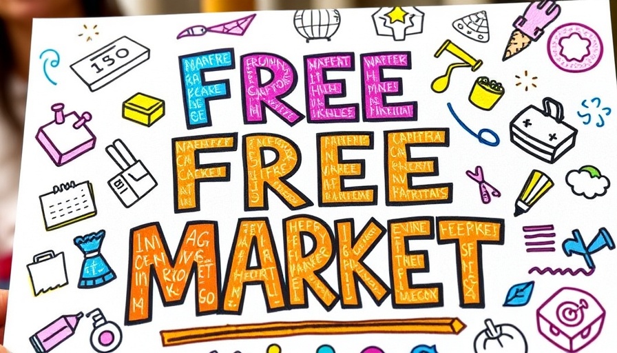 Bright and colorful flyer for Cary Really Really Free Market event.