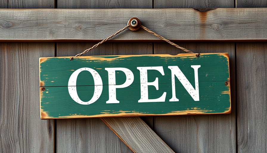 Open sign on rustic door, setting business success early.