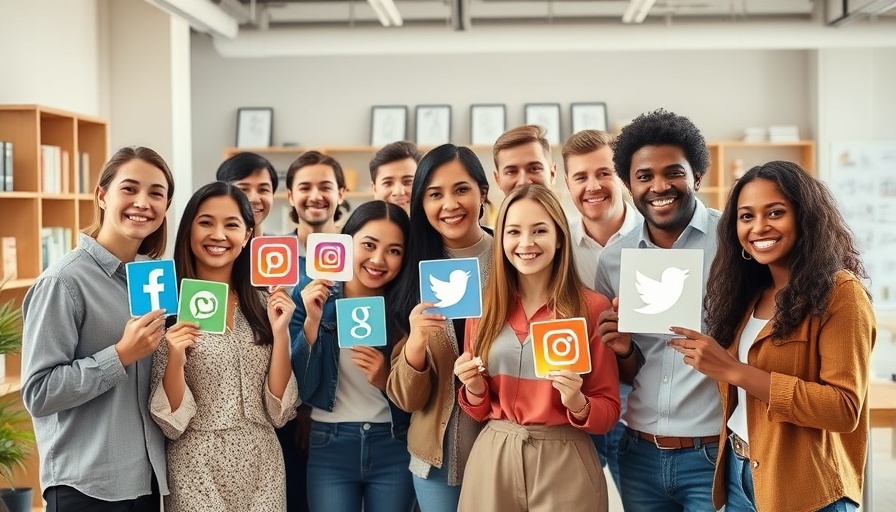 Team holding social media icons, Social Media Basics for Small Business Success.