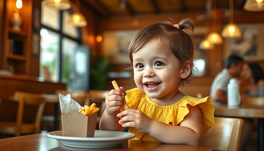 Toddler enjoying fries at kid-friendly restaurant in Triangle NC.
