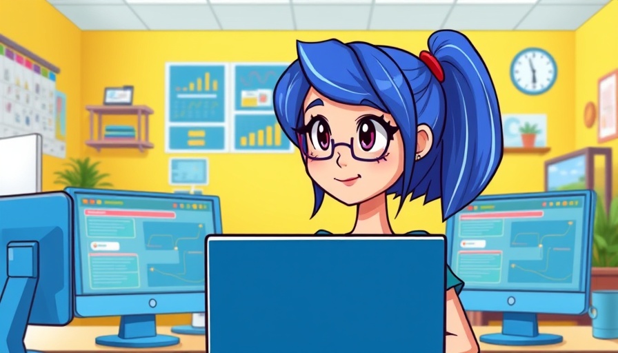 Illustration of a woman using dual screens for Excel alternatives for Mac.
