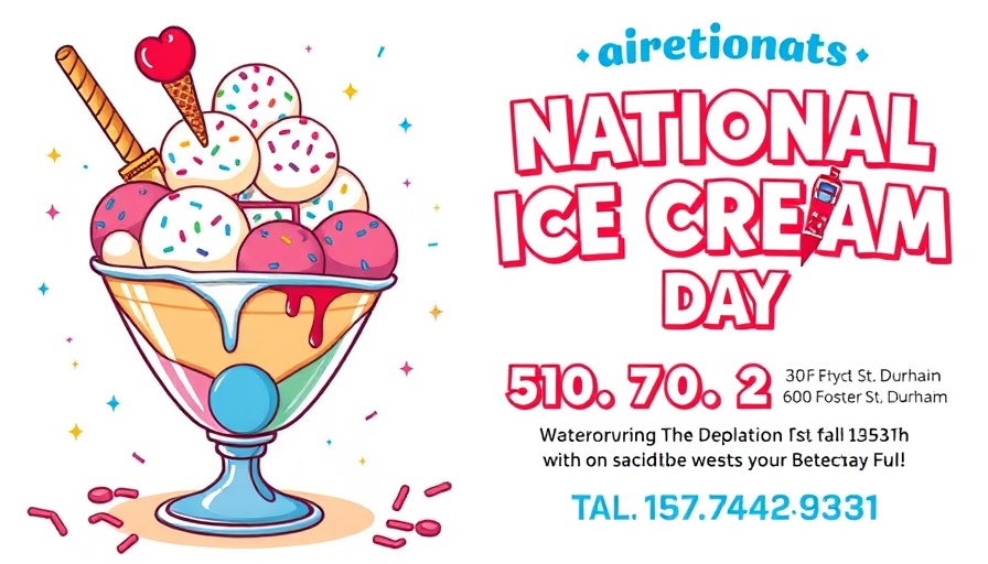 National Ice Cream Day event flyer for Durham celebration.