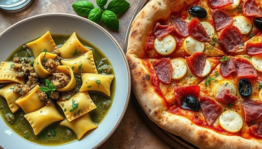 Italian dishes at Downtown Raleigh Restaurant Week, pizza and ravioli.