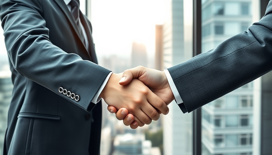 Handshake in modern office, symbolizing end-to-end processing platform collaboration.