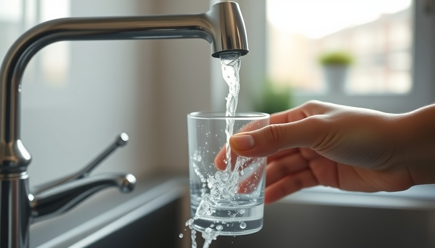 Hand fills glass with tap water, illustrating potential PFAS contamination.