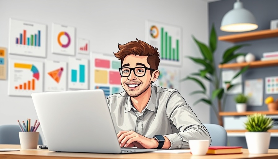 Types of AI Agents to Boost Business Efficiency illustrated in a vibrant office setting.