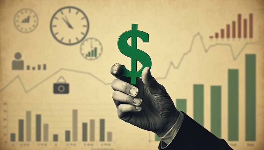 Vintage collage hand holding dollar sign for business transformation.