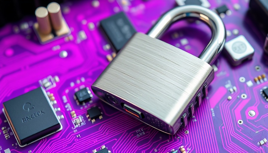 Secure padlock on purple circuit board, symbolizing IT training security.