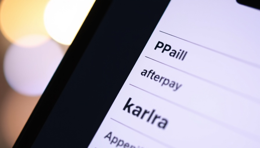 Digital payment methods screen with buy now pay later options.