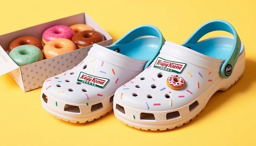 Krispy Kreme Crocs collaboration with donuts display.