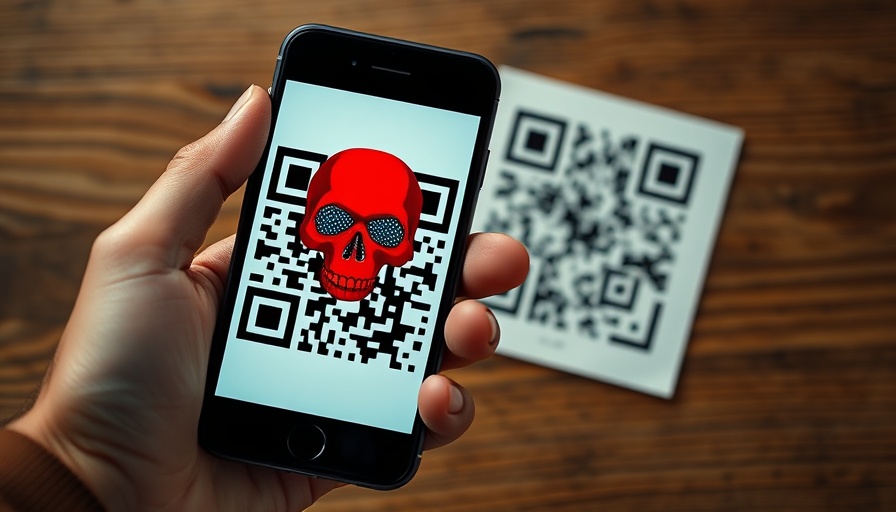 Quishing scams and QR codes: smartphone with dangerous QR code.