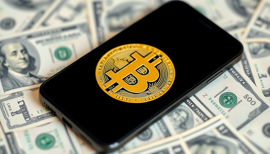 Smartphone with DOGE logo on US currency background, representing AI deregulation model concept.