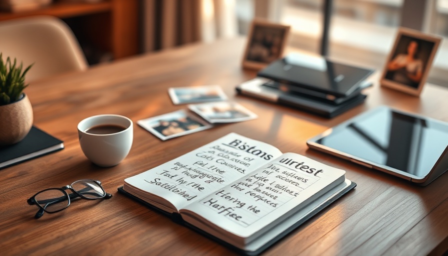Workspace with laptop, notebook, and coffee for business and tech courses.