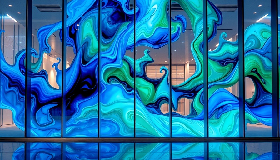Vivid abstract glass installation at A(spora) augmented reality art.