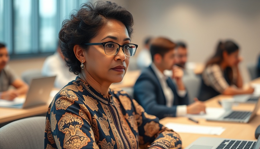 Woman in seminar focused on AI training, digital context.