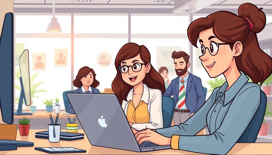 Illustration of remote training software in use, featuring a woman at a desk.